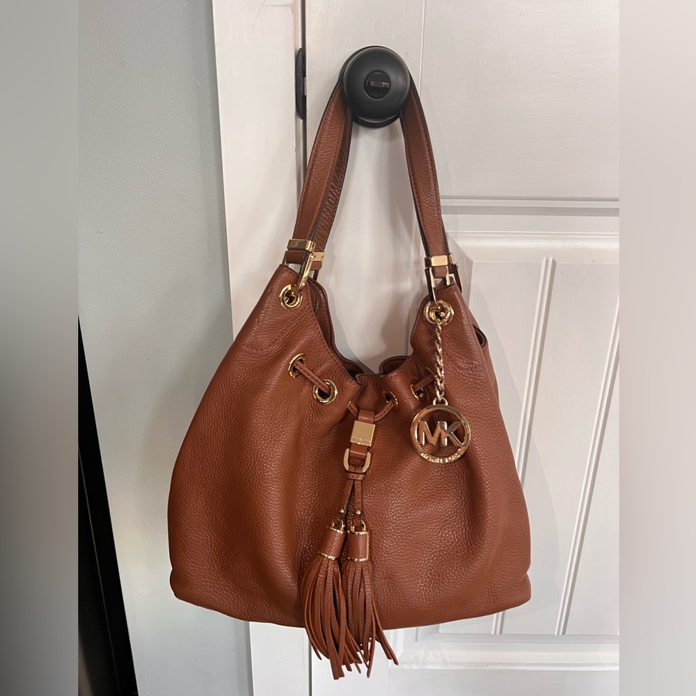 Michael Kors Brown Leather Camden Drawstring Hobo